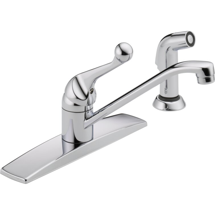 Non-metallic 1-handle standard kitchen faucet 2025 with side sprayer in chrome